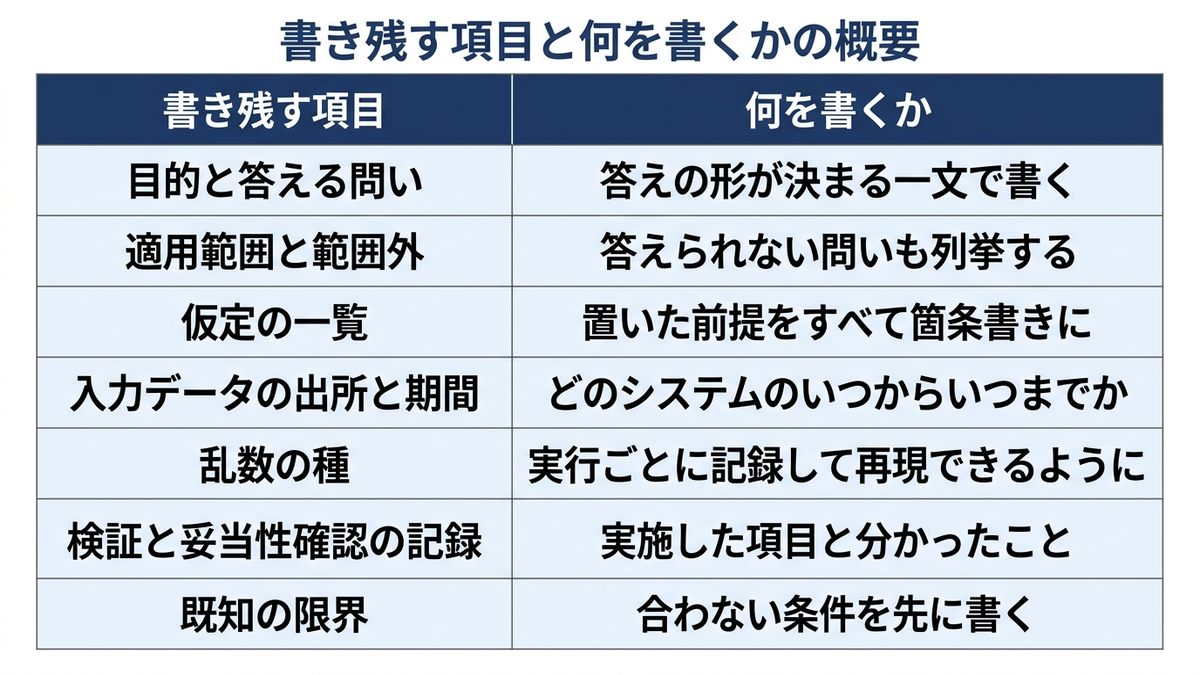 文書化の最低ラインを表す一覧図